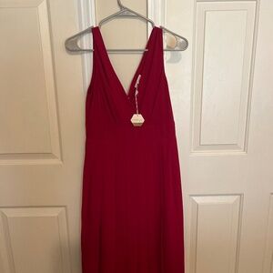 Gilli pink blush designer red pleated dress.